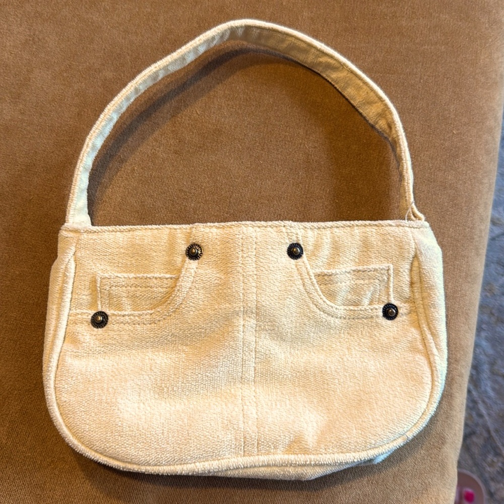 Soft Cream Jean Pattern Girl's Purse - Good Condition